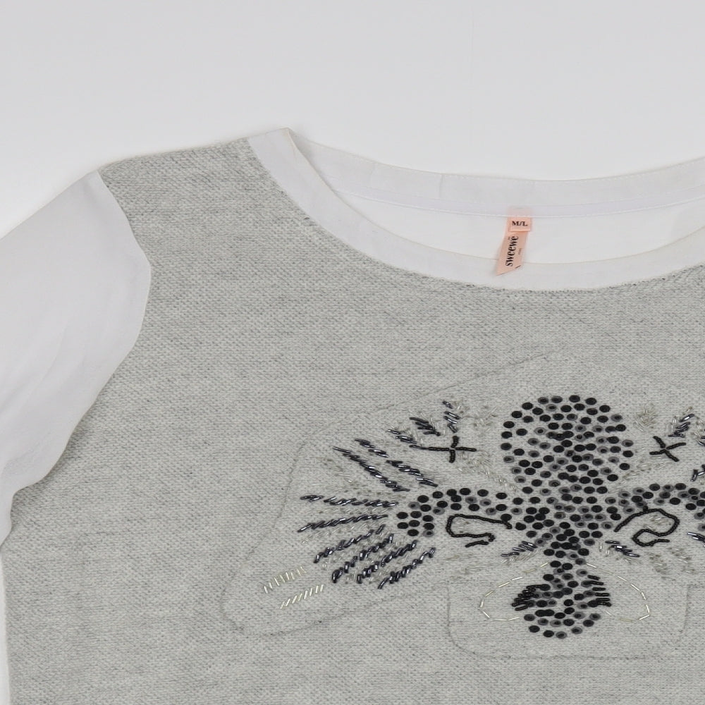 Sweewe Womens White Polyester Basic Blouse Size M Boat Neck - Wild Cat