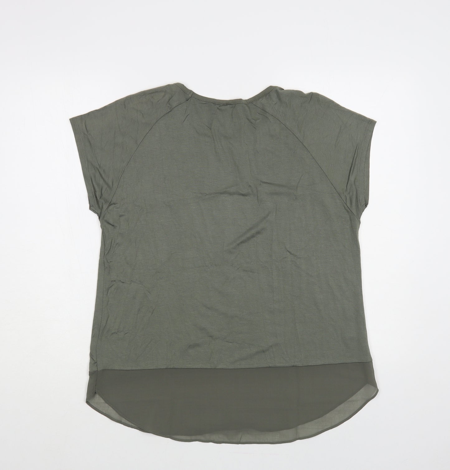 Miss Womens Green Viscose Basic T-Shirt Size M Crew Neck