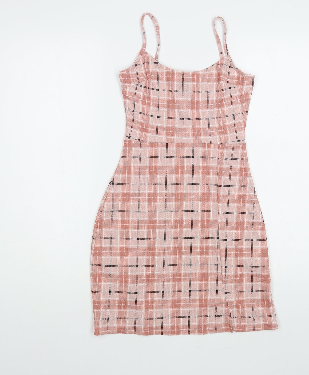 New Look Girls Pink Plaid Polyester A-Line Size 10-11 Years Round Neck Pullover