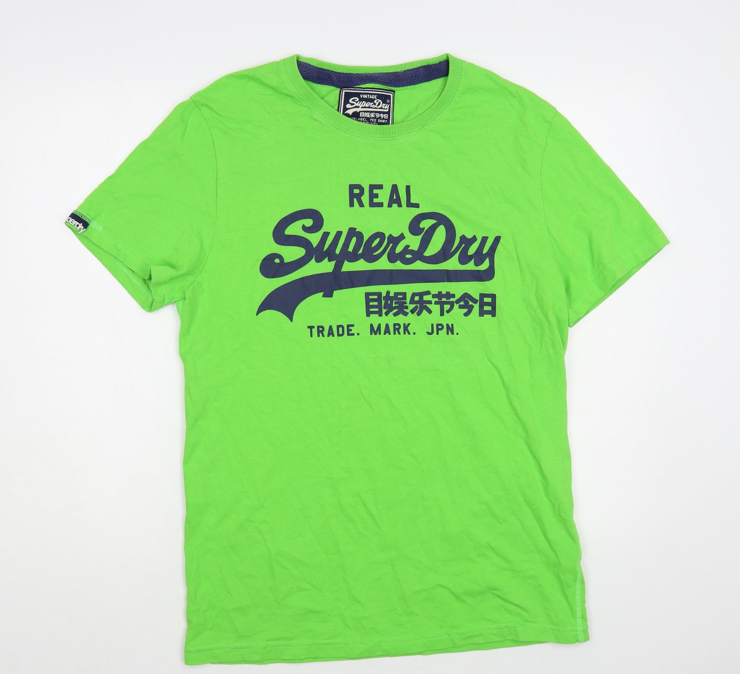 Superdry Mens Green Cotton T-Shirt Size L Crew Neck