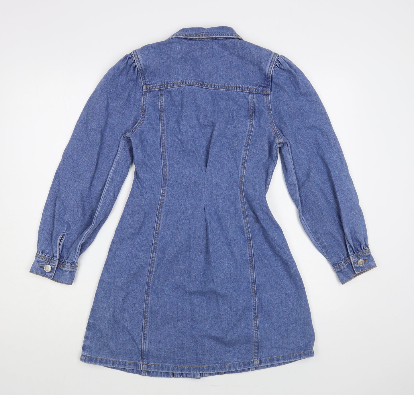 George Girls Blue Cotton A-Line Size 11-12 Years Collared Button