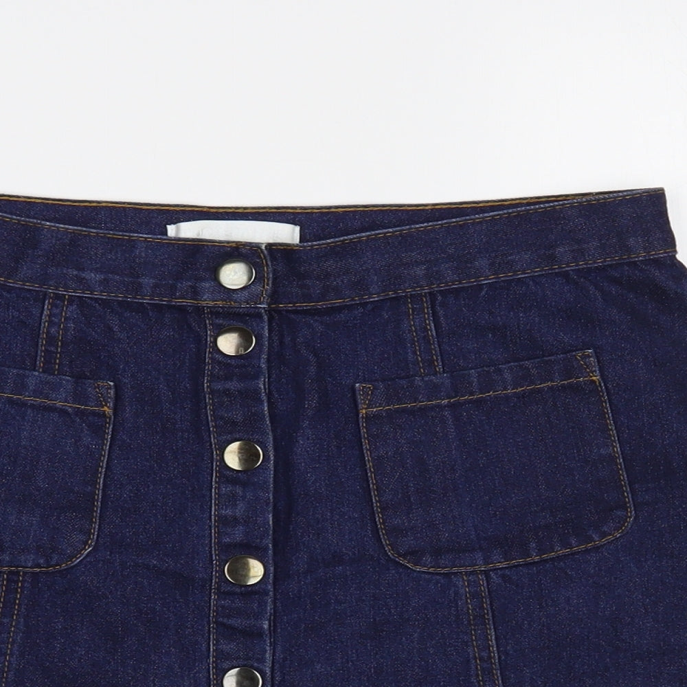 Cooperative Womens Blue Cotton Mini Skirt Size S Snap