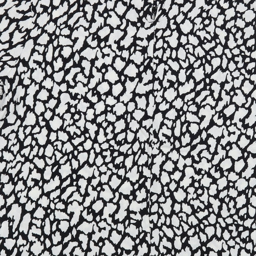 Marks and Spencer Womens Black Animal Print Viscose Basic Blouse Size 8 Round Neck