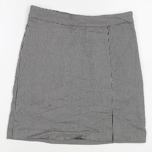 New Look Womens Black Geometric Viscose Mini Skirt Size 10 Zip