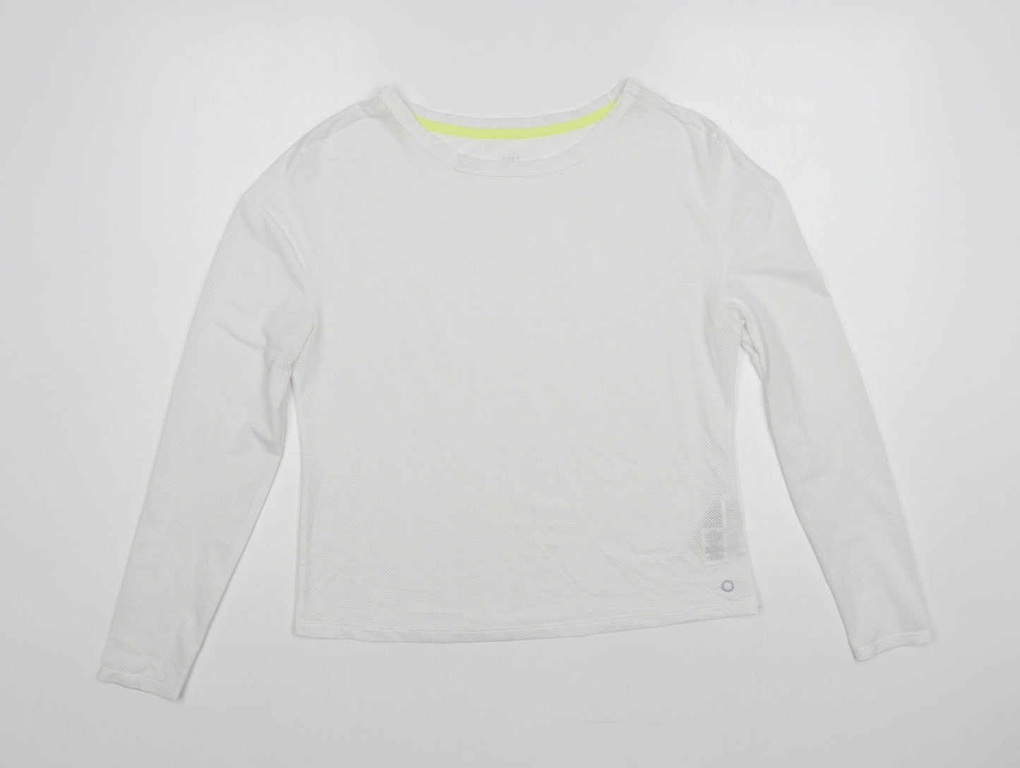 Marks and Spencer Womens White Polyurethane Basic T-Shirt Size 8 Boat Neck Pullover