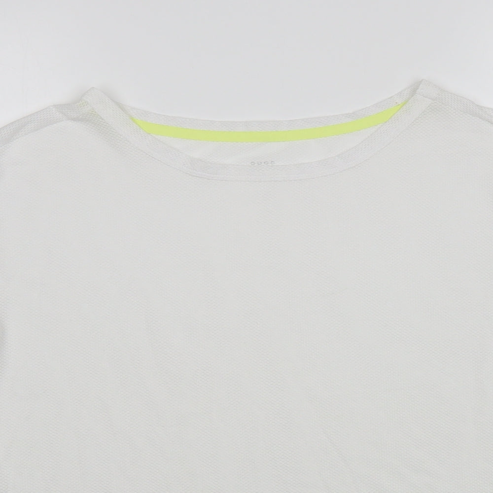 Marks and Spencer Womens White Polyurethane Basic T-Shirt Size 8 Boat Neck Pullover