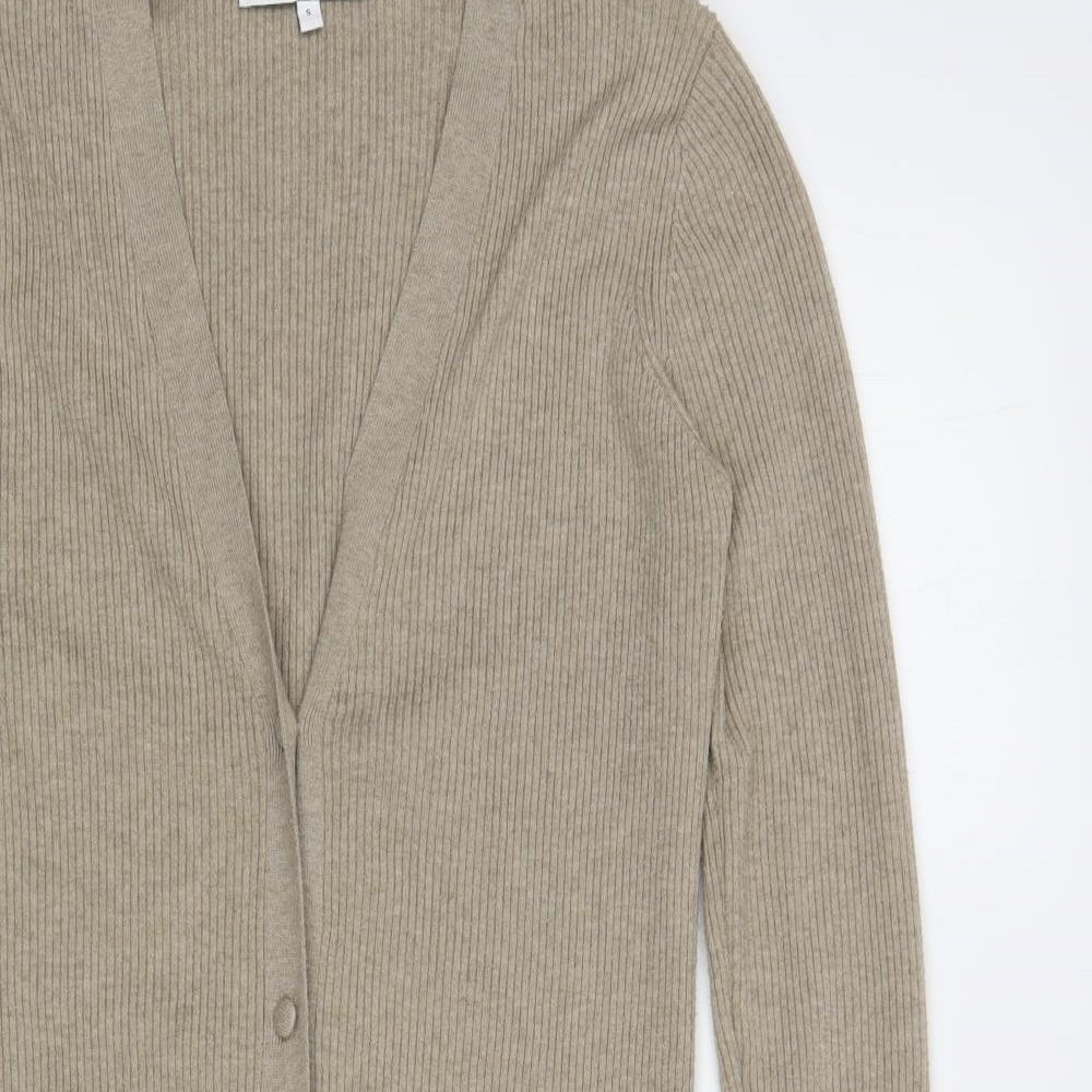 NEXT Womens Beige V-Neck Polyester Cardigan Jumper Size S