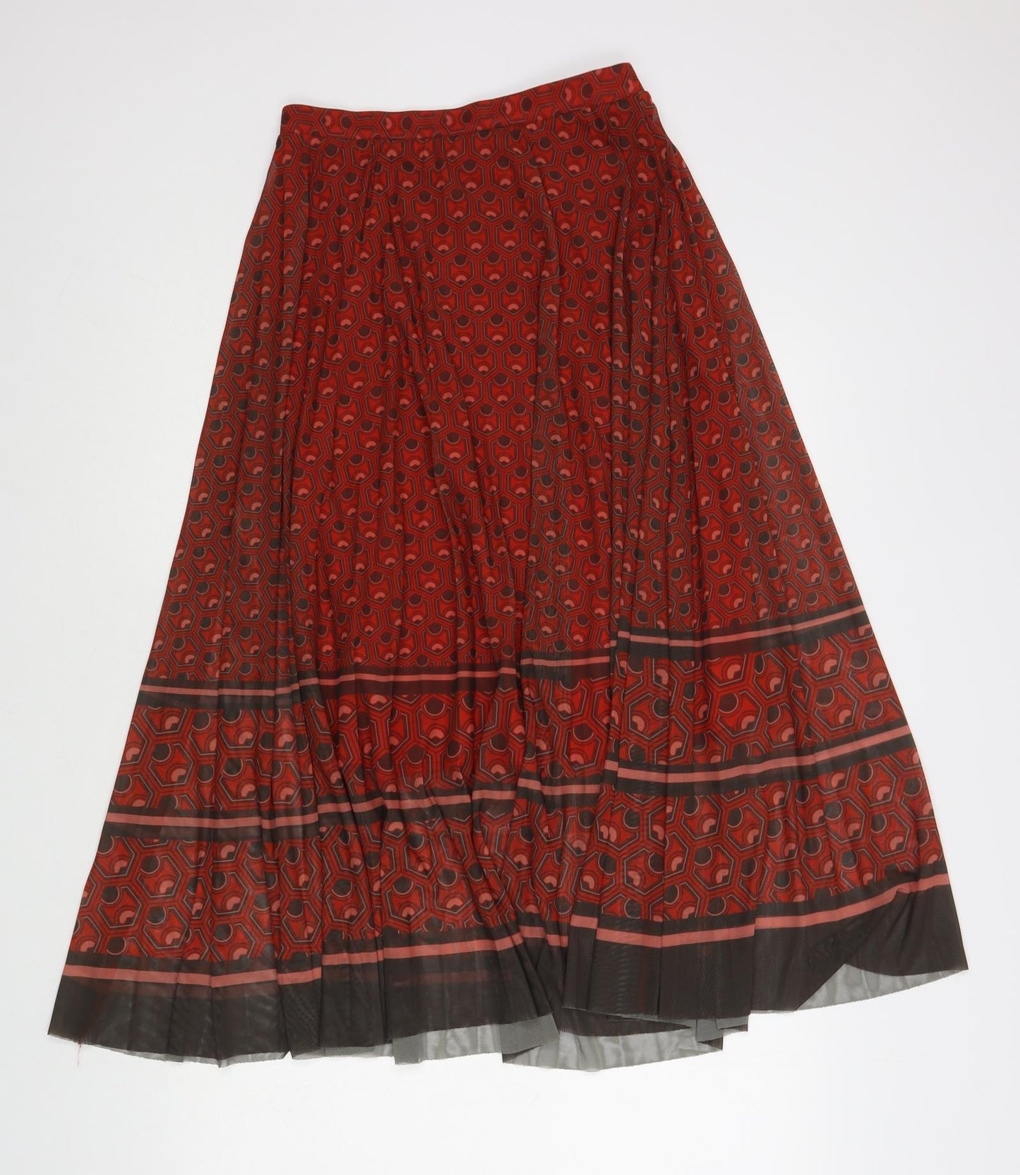 NEXT Womens Red Geometric Polyester Maxi Skirt Size 6