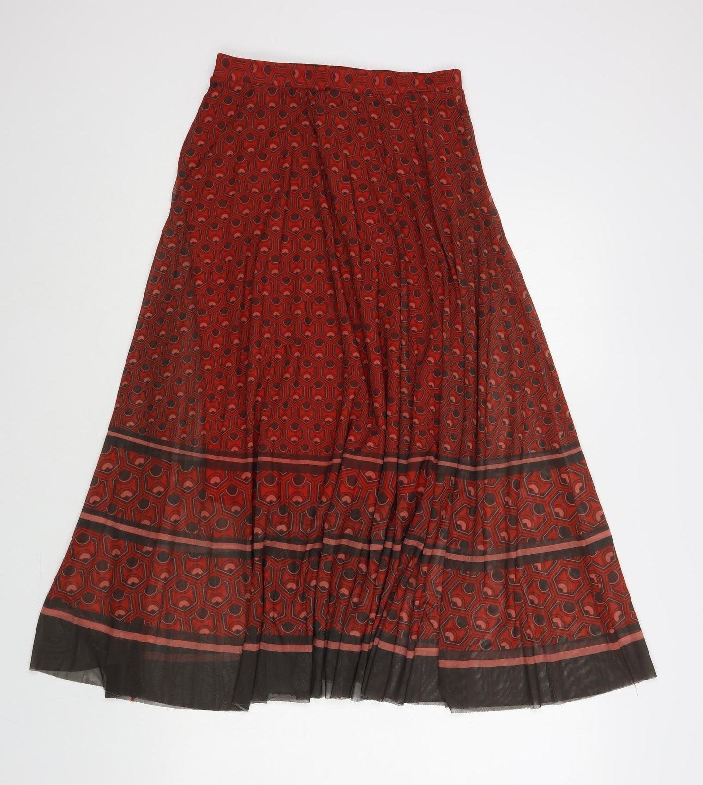NEXT Womens Red Geometric Polyester Maxi Skirt Size 6