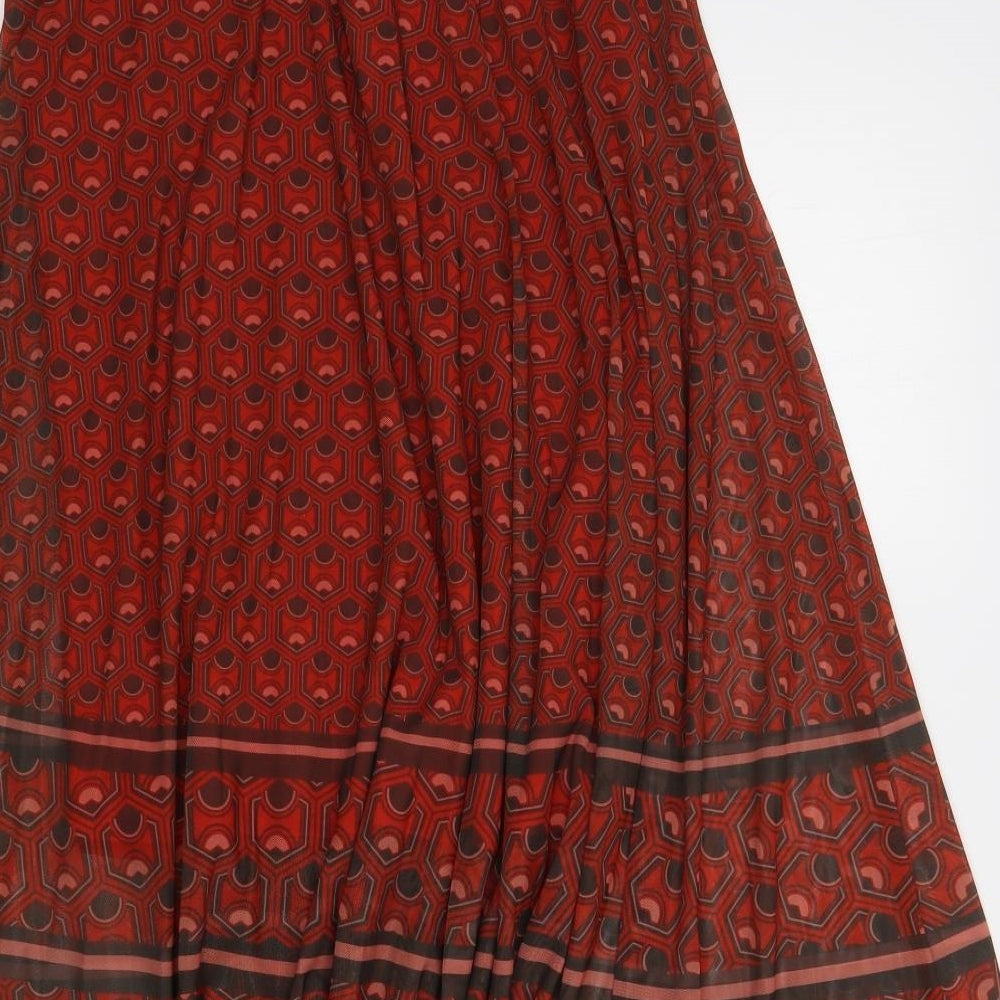 NEXT Womens Red Geometric Polyester Maxi Skirt Size 6