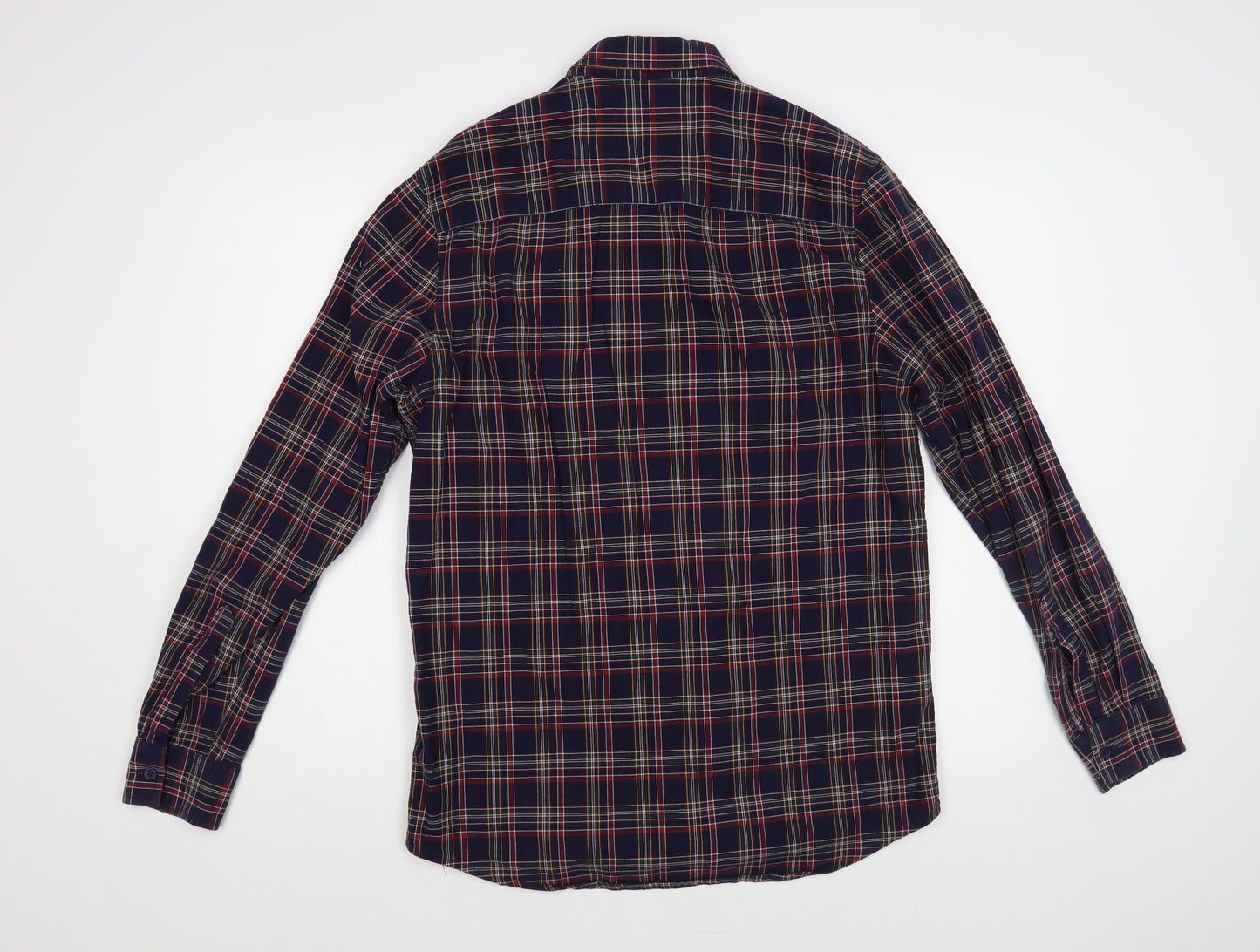 Topman Mens Blue Plaid Cotton Button-Up Size M Collared Button