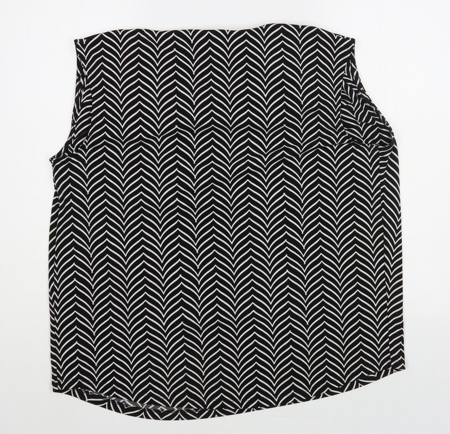 NEXT Womens Black Geometric Polyester Basic Blouse Size 16 Round Neck