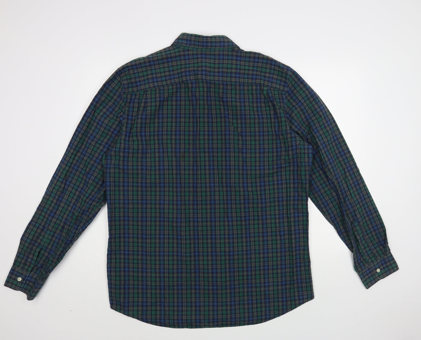 Gap Mens Green Plaid Cotton Button-Up Size XL Collared Button