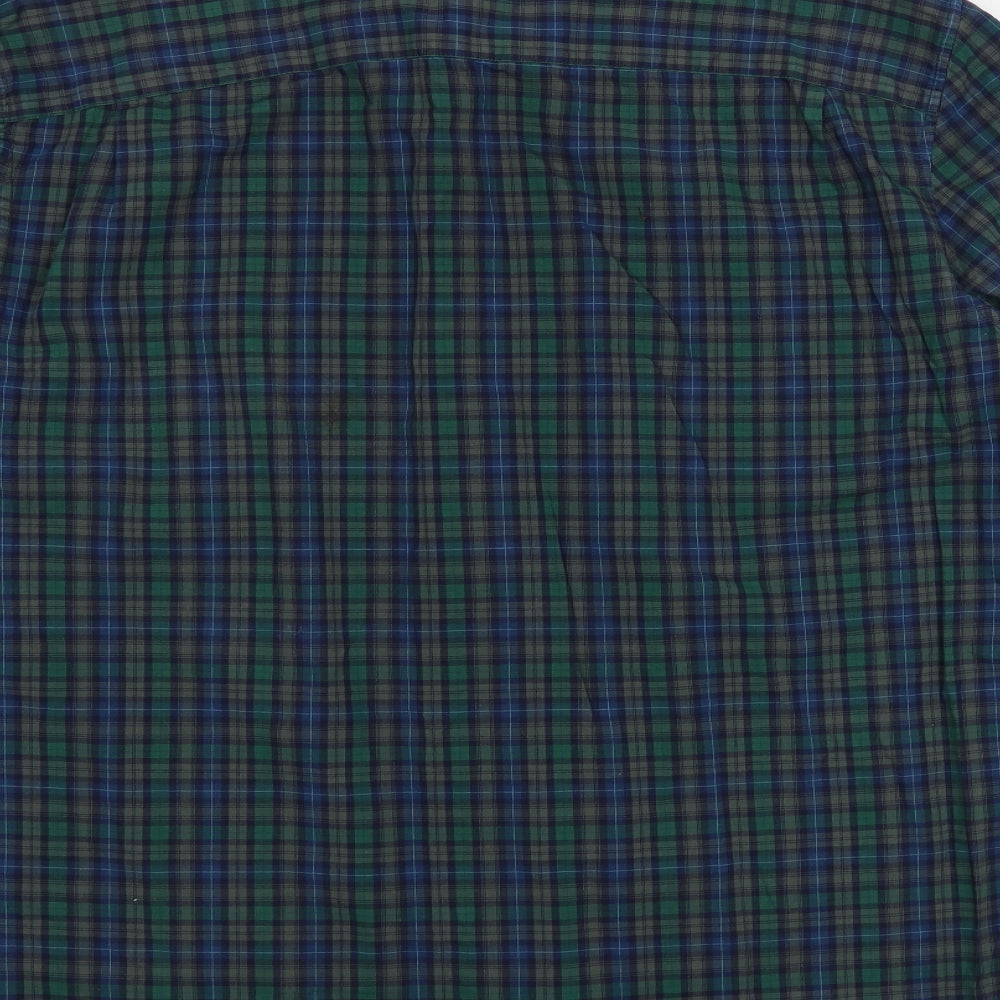 Gap Mens Green Plaid Cotton Button-Up Size XL Collared Button