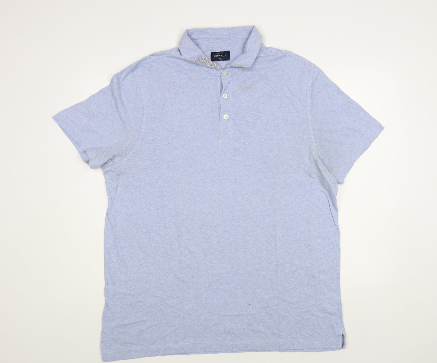 Howick Mens Blue Cotton Polo Size XL Collared Button