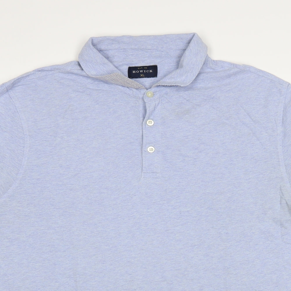 Howick Mens Blue Cotton Polo Size XL Collared Button