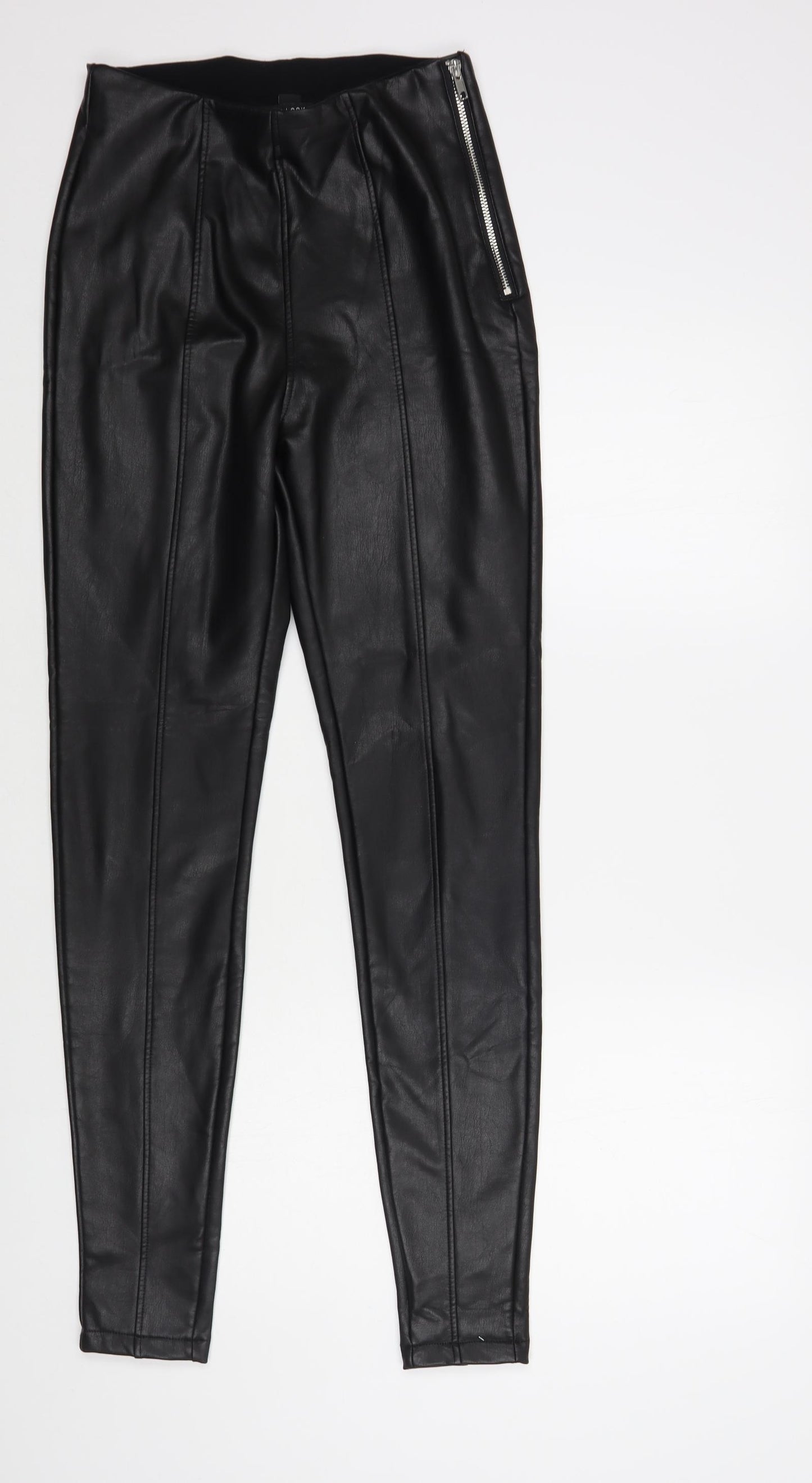 New Look Womens Black Polyurethane Jegging Leggings Size 10 L30 in - Faux Leather