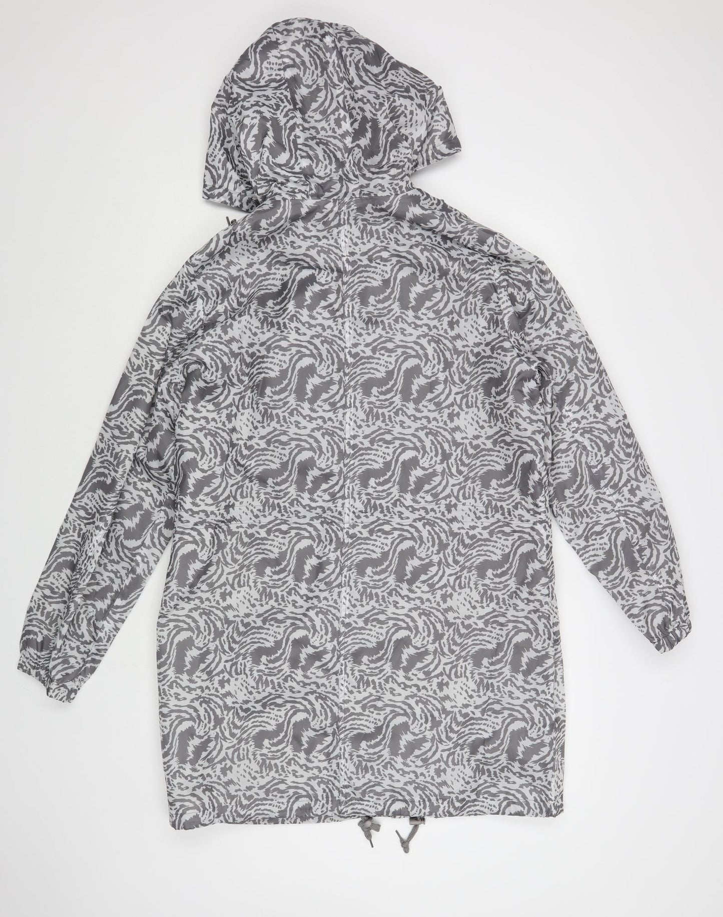 Being Casual Womens Grey Geometric Rain Coat Coat Size 14 Zip