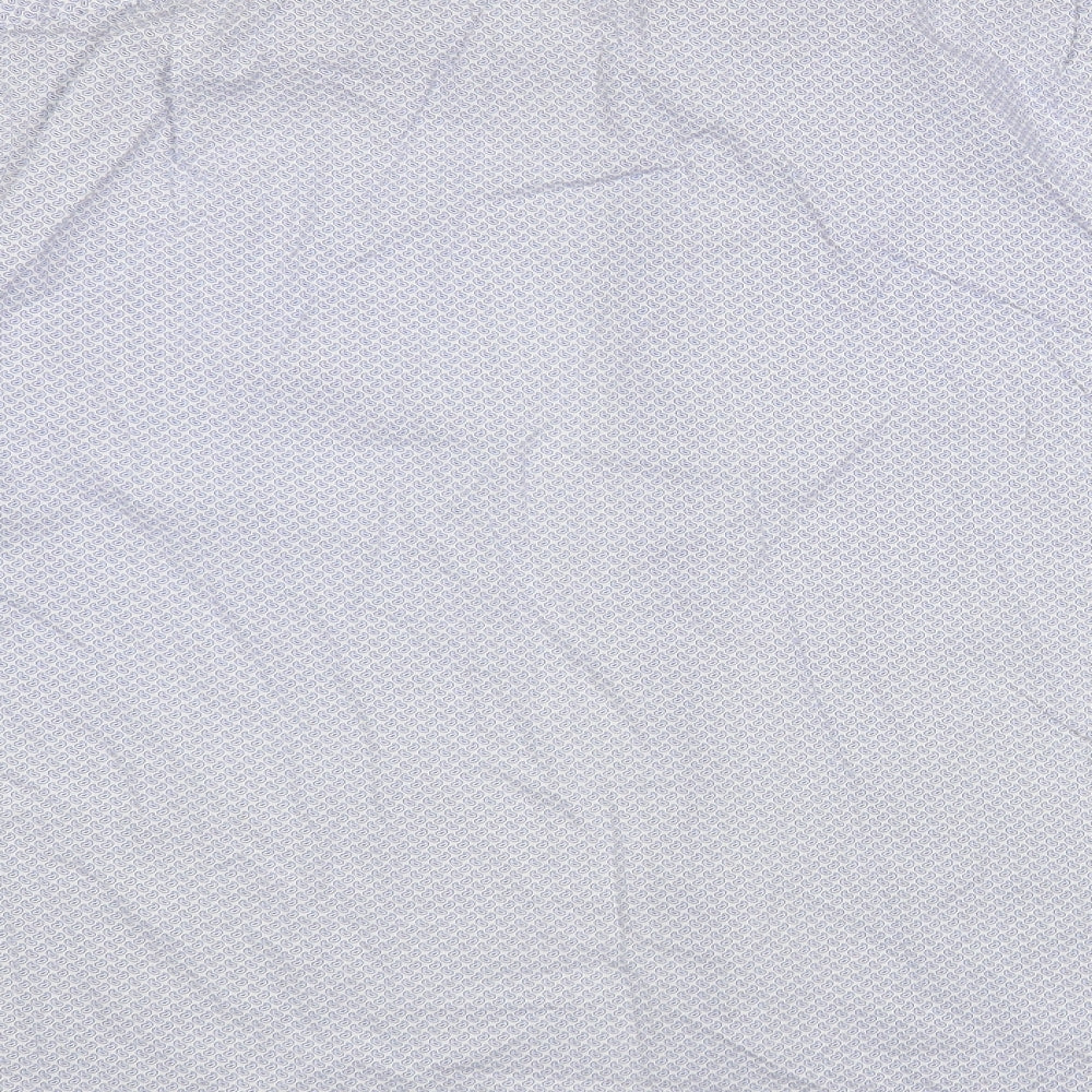 Jeff Banks Mens Blue Geometric Cotton Dress Shirt Size 17 Collared Button