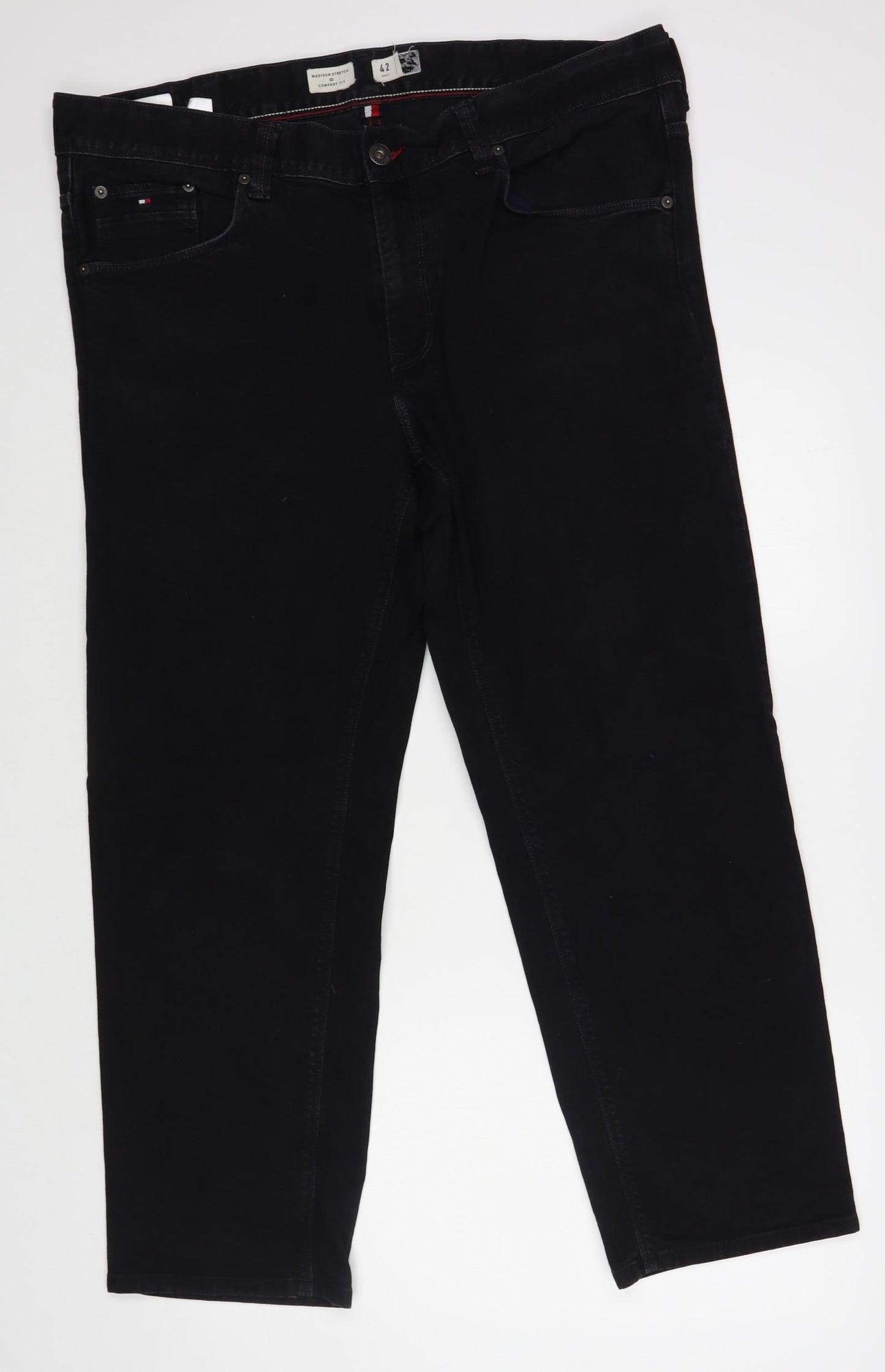 Tommy Hilfiger Mens Black Cotton Straight Jeans Size 42 in L29 in Regular Button