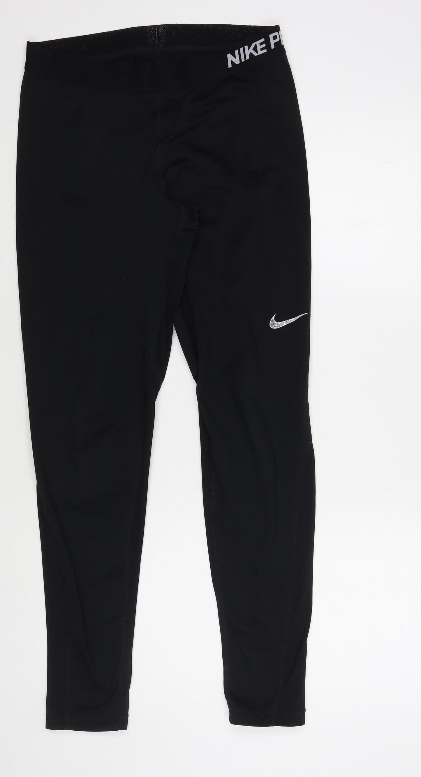Nike Womens Black Polyester Compression Leggings Size L L29 in Regular