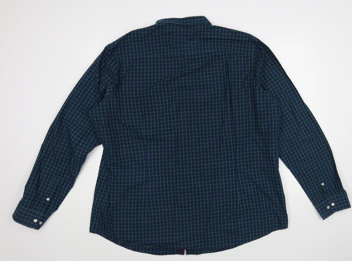 NEXT Mens Green Plaid Cotton Button-Up Size 3XL Collared Button