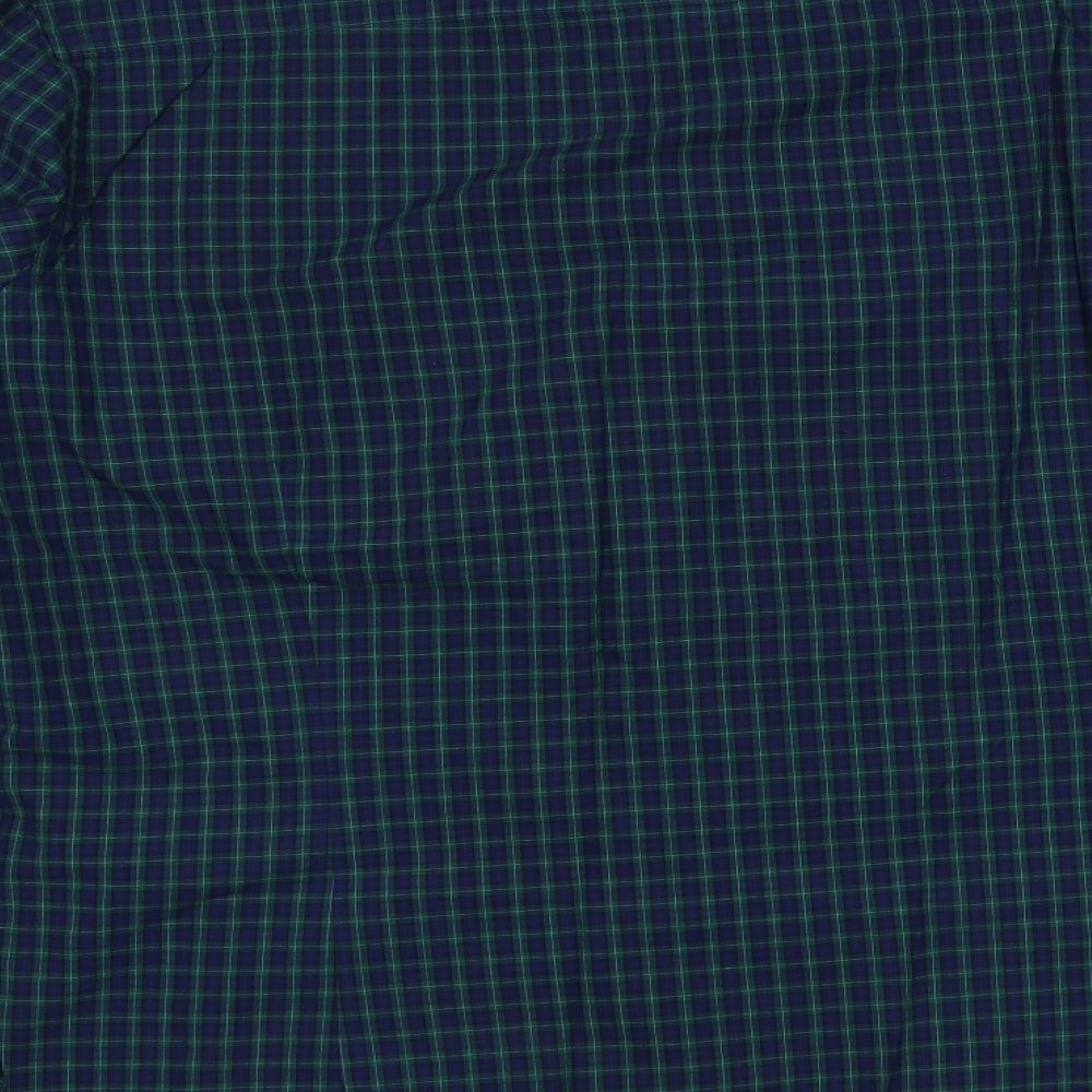 NEXT Mens Green Plaid Cotton Button-Up Size 3XL Collared Button