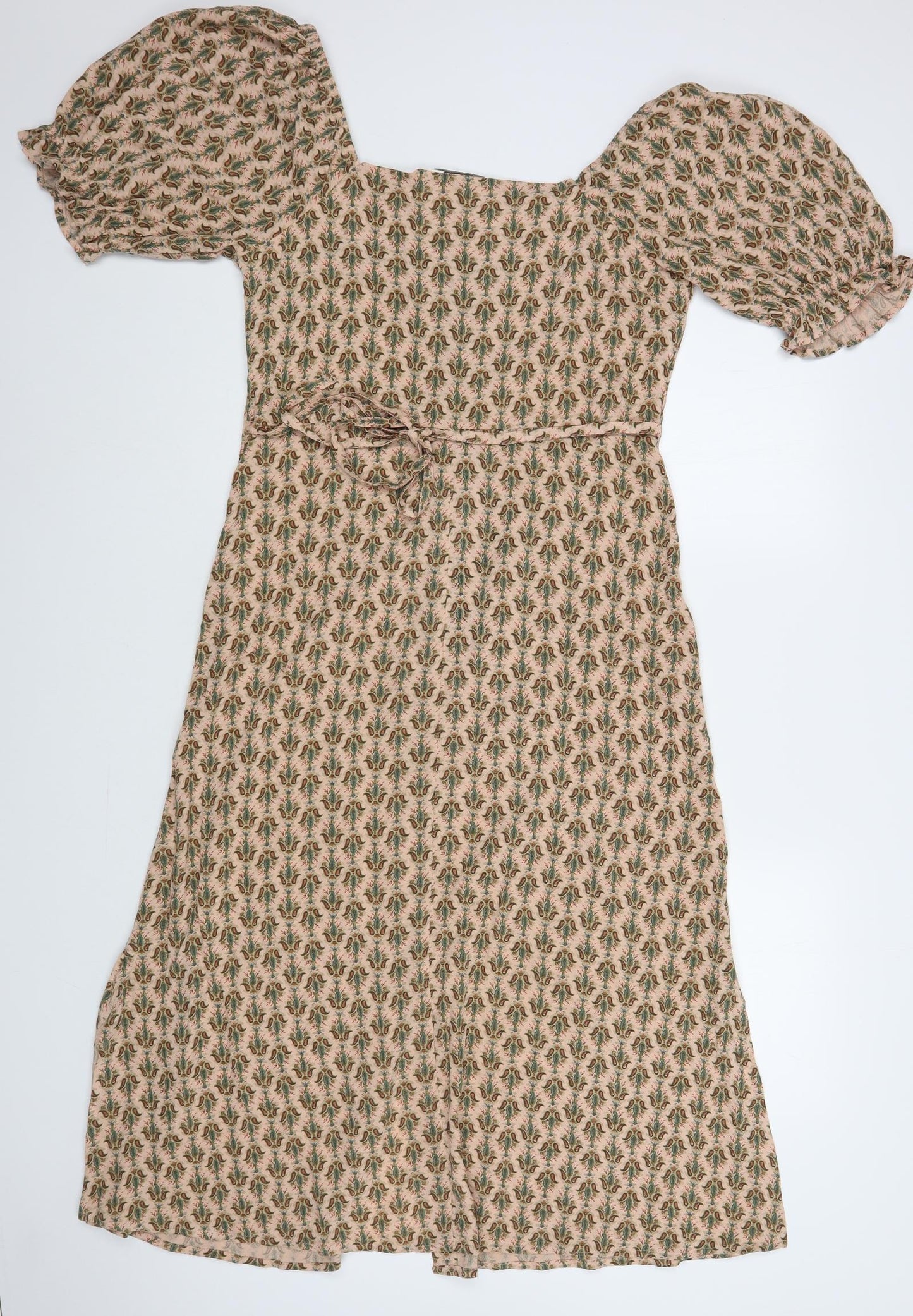 NEXT Womens Pink Floral Viscose Maxi Size 12 V-Neck Button