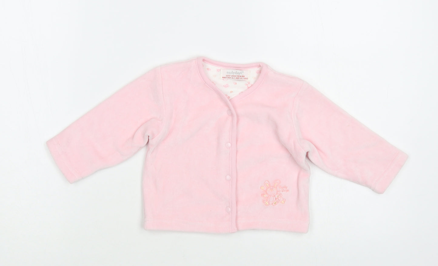 Early Days Baby Pink Cotton Cardigan Jumper Size 3-6 Months Snap - Bunny