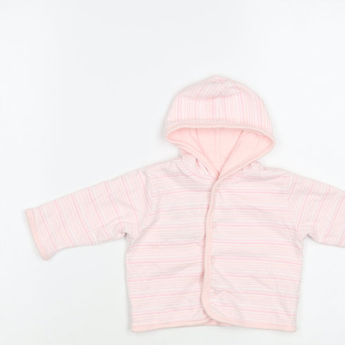 Little Bundle Baby Pink Striped Cotton Cardigan Jumper Size 3-6 Months Snap