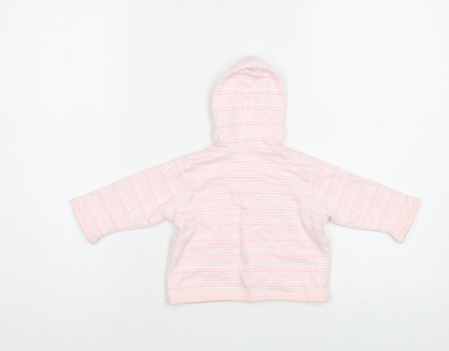 Little Bundle Baby Pink Striped Cotton Cardigan Jumper Size 3-6 Months Snap