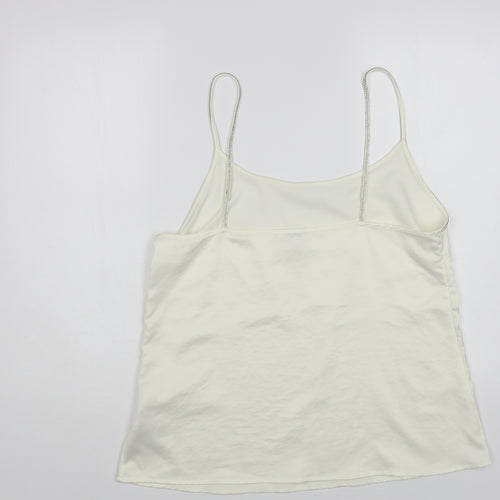 River Island Womens Ivory Polyester Camisole Blouse Size 14 Round Neck - Embellished Neckline