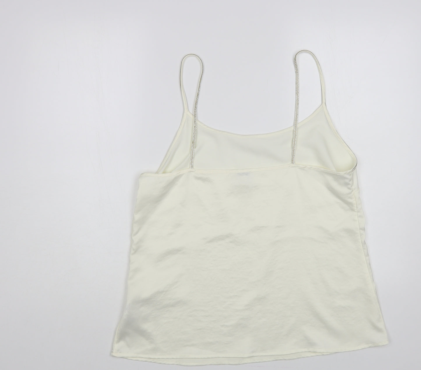 River Island Womens Ivory Polyester Camisole Blouse Size 14 Round Neck - Embellished Neckline