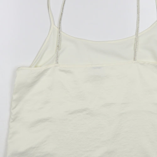 River Island Womens Ivory Polyester Camisole Blouse Size 14 Round Neck - Embellished Neckline