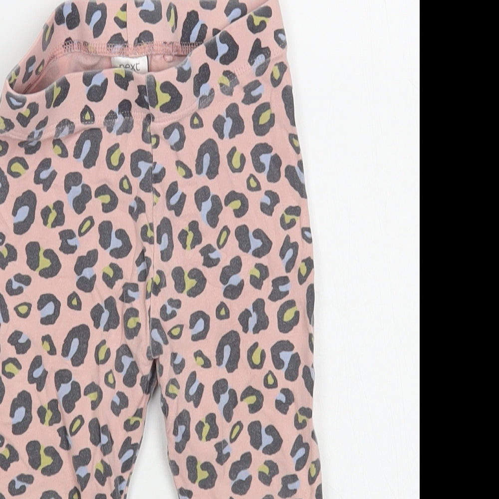 NEXT Baby Pink Animal Print Cotton Jogger Leggings Size 18-24 Months Pullover