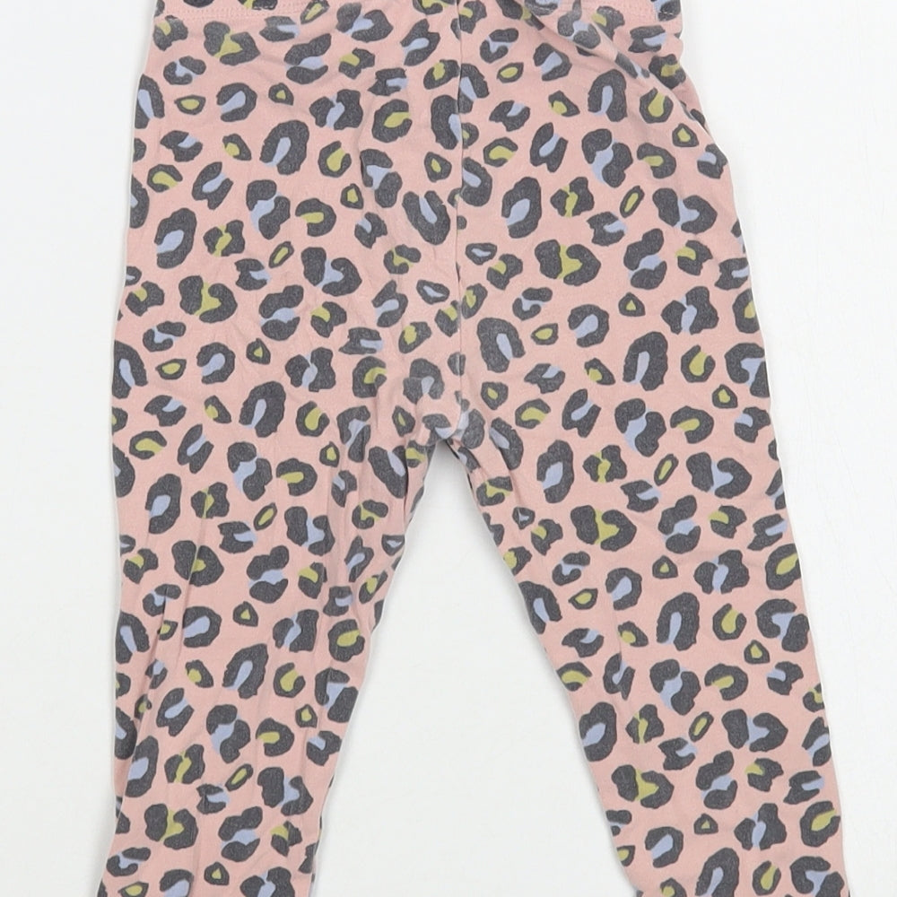NEXT Baby Pink Animal Print Cotton Jogger Leggings Size 18-24 Months Pullover