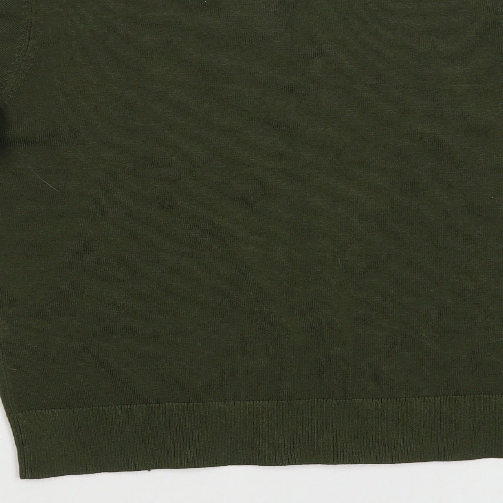 Zara Womens Green Crew Neck Viscose Pullover Jumper Size S - Cropped