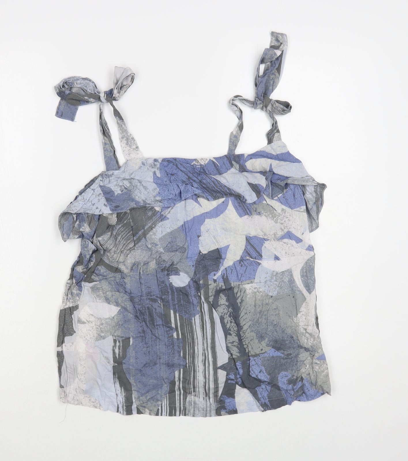 NEXT Womens Blue Geometric Viscose Basic Tank Size 12 Square Neck