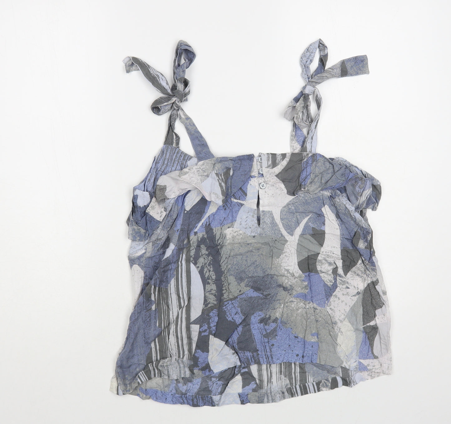 NEXT Womens Blue Geometric Viscose Basic Tank Size 12 Square Neck