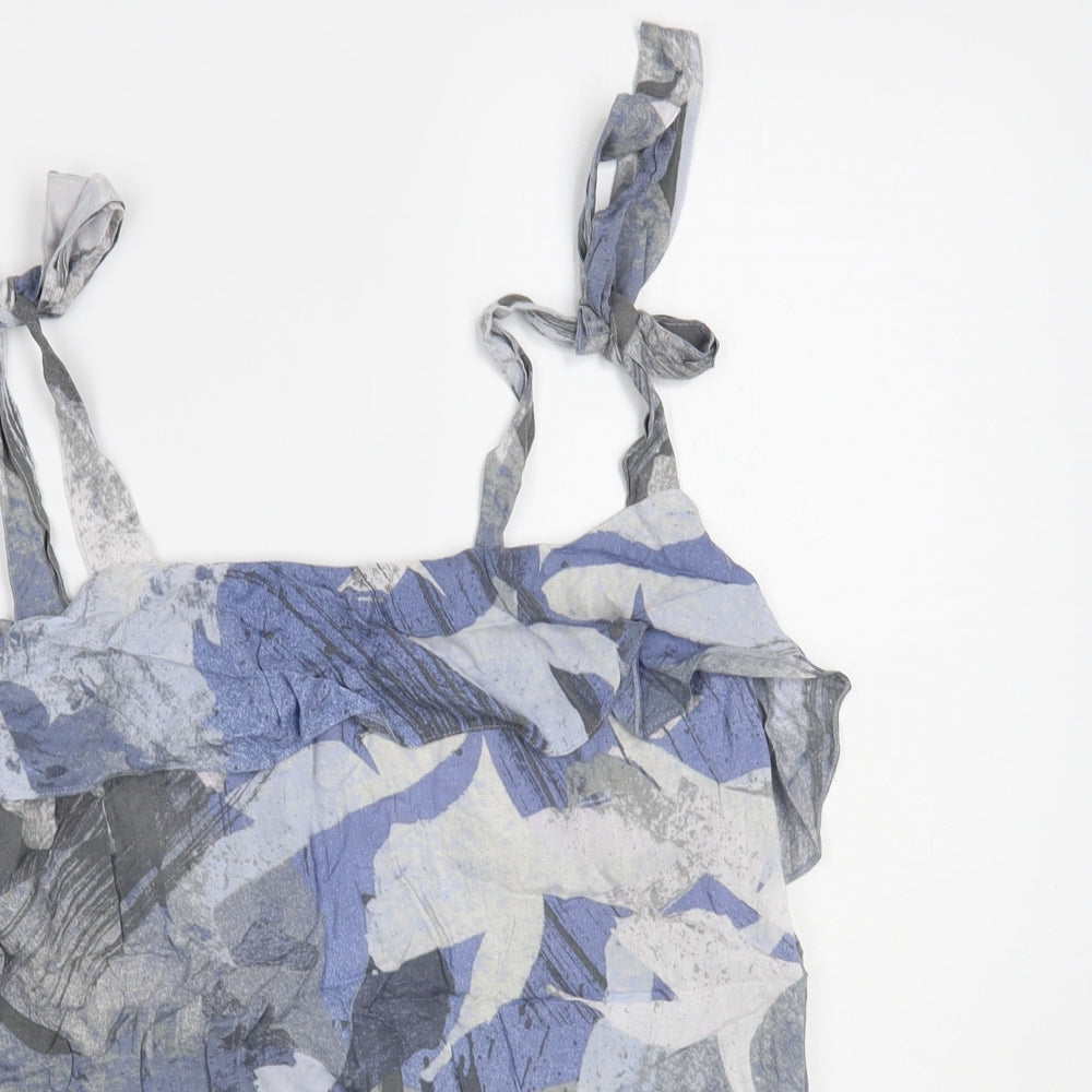 NEXT Womens Blue Geometric Viscose Basic Tank Size 12 Square Neck