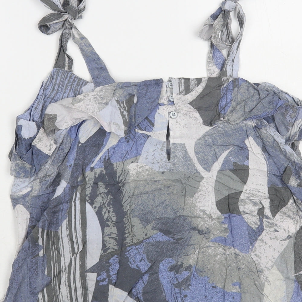 NEXT Womens Blue Geometric Viscose Basic Tank Size 12 Square Neck