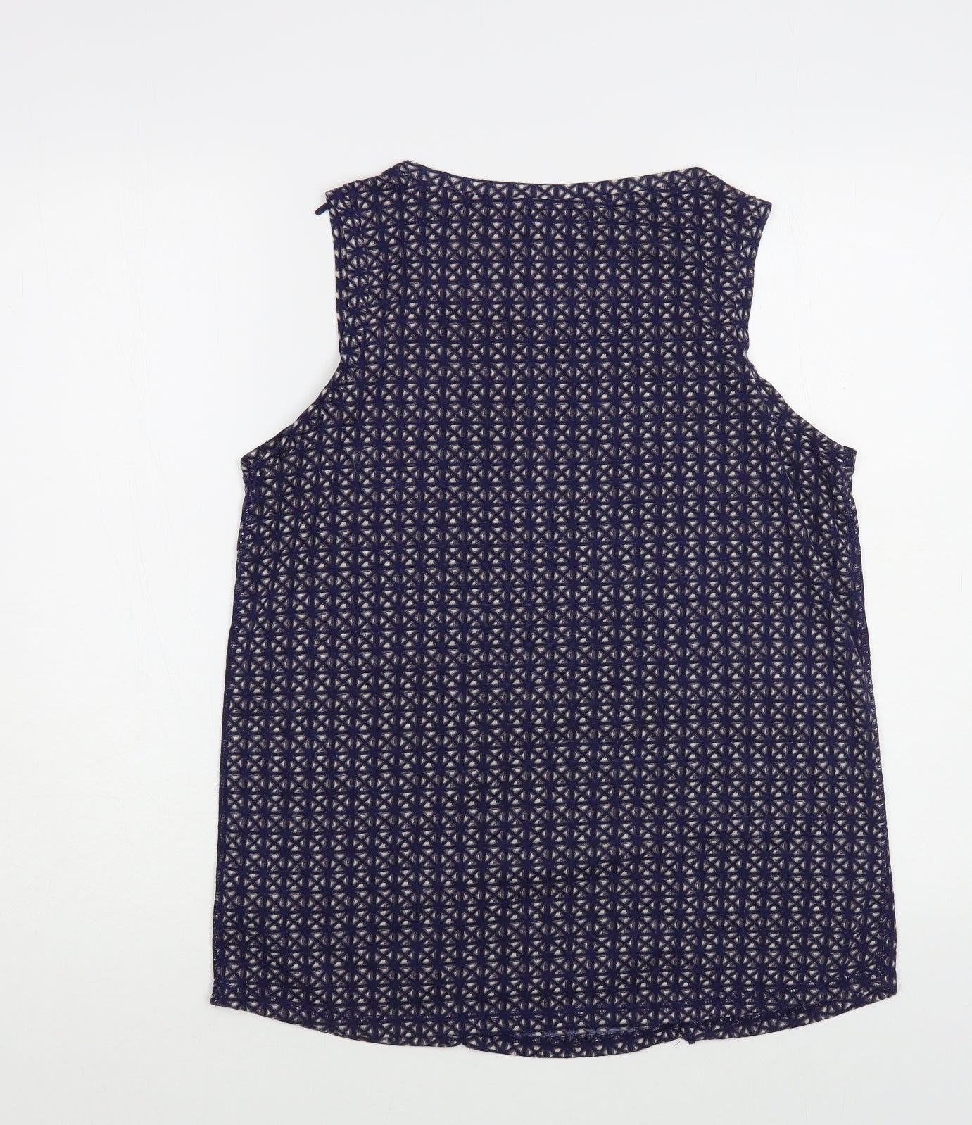 NEXT Womens Blue Geometric Polyester Basic Blouse Size 12 Scoop Neck