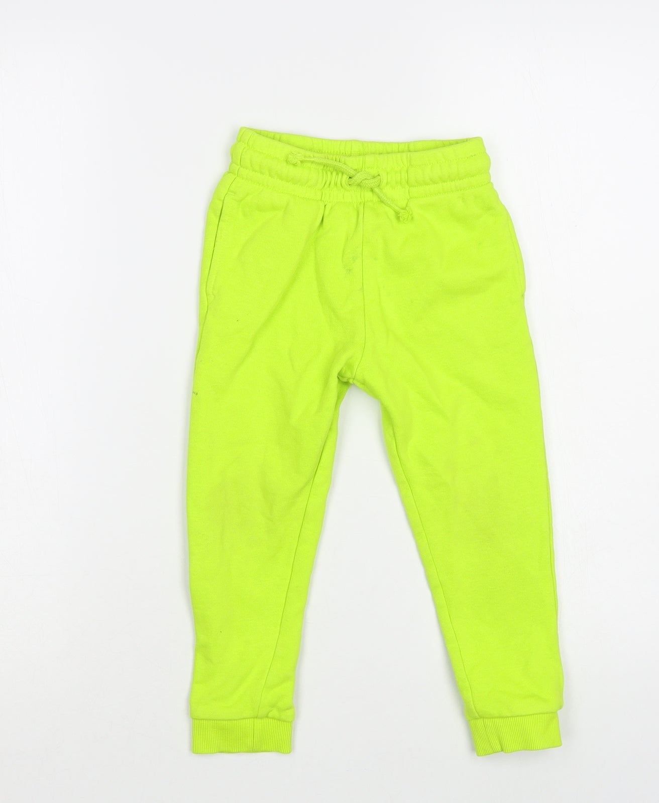 George Girls Green Cotton Jogger Trousers Size 3-4 Years Regular Drawstring - Neon