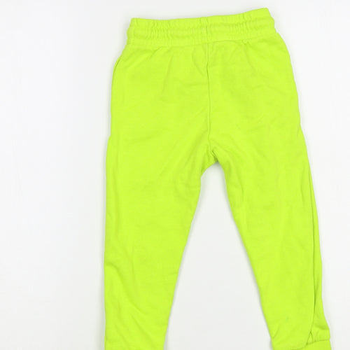 George Girls Green Cotton Jogger Trousers Size 3-4 Years Regular Drawstring - Neon