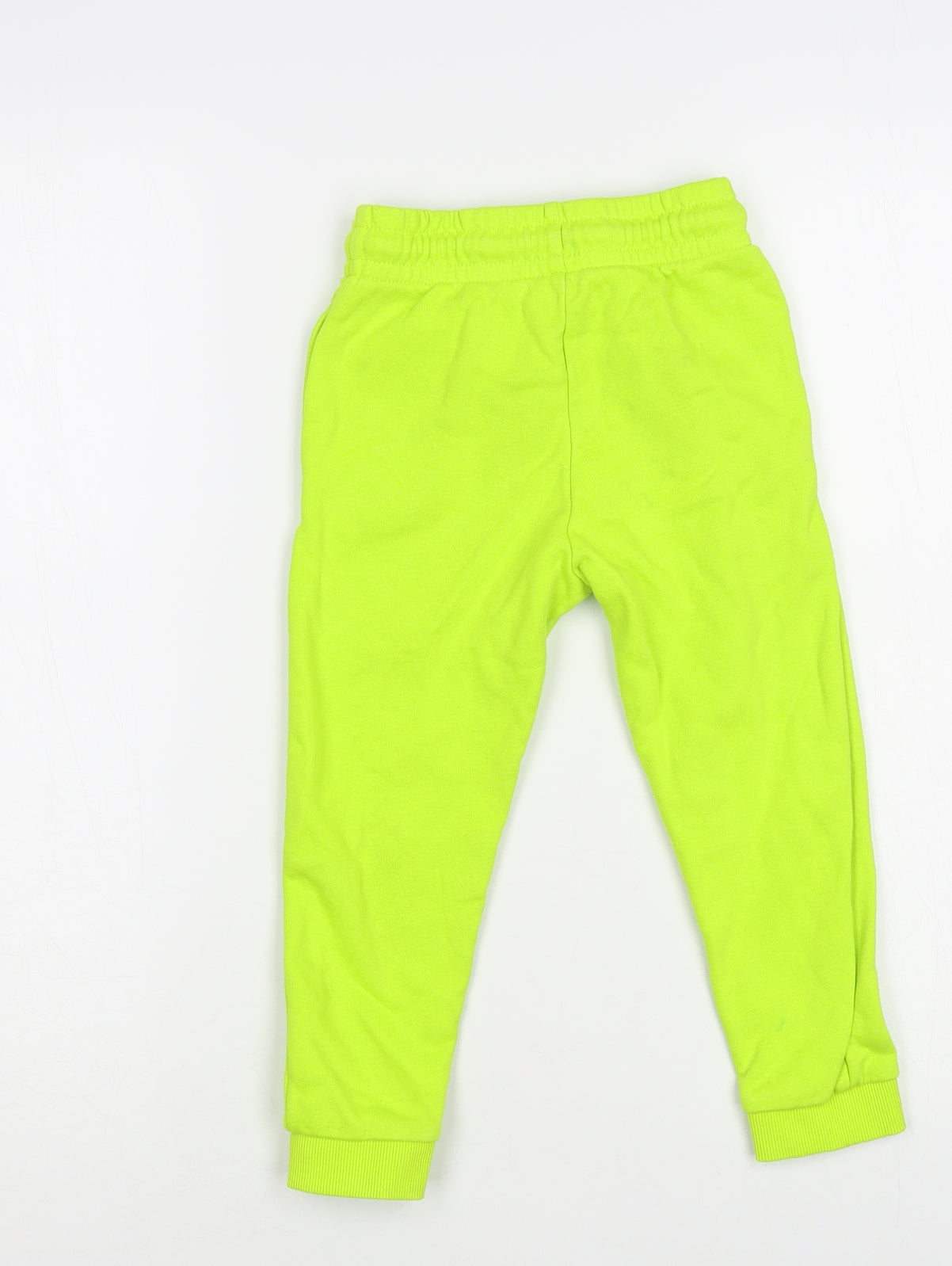 George Girls Green Cotton Jogger Trousers Size 3-4 Years Regular Drawstring - Neon