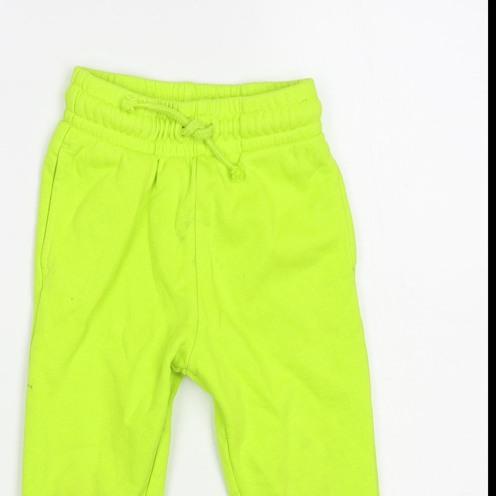 George Girls Green Cotton Jogger Trousers Size 3-4 Years Regular Drawstring - Neon