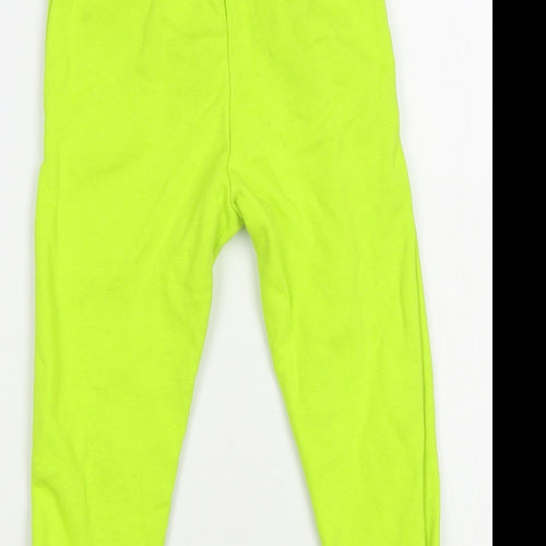 George Girls Green Cotton Jogger Trousers Size 3-4 Years Regular Drawstring - Neon