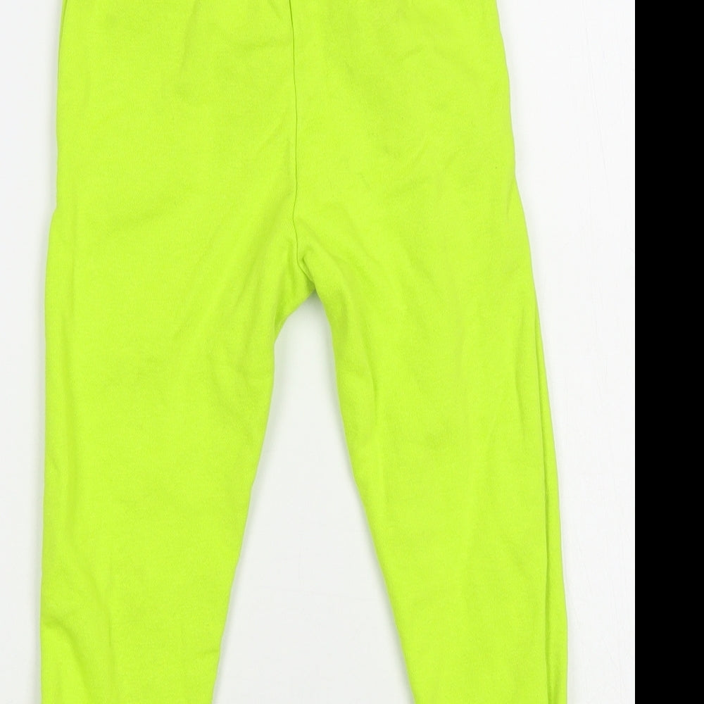 George Girls Green Cotton Jogger Trousers Size 3-4 Years Regular Drawstring - Neon