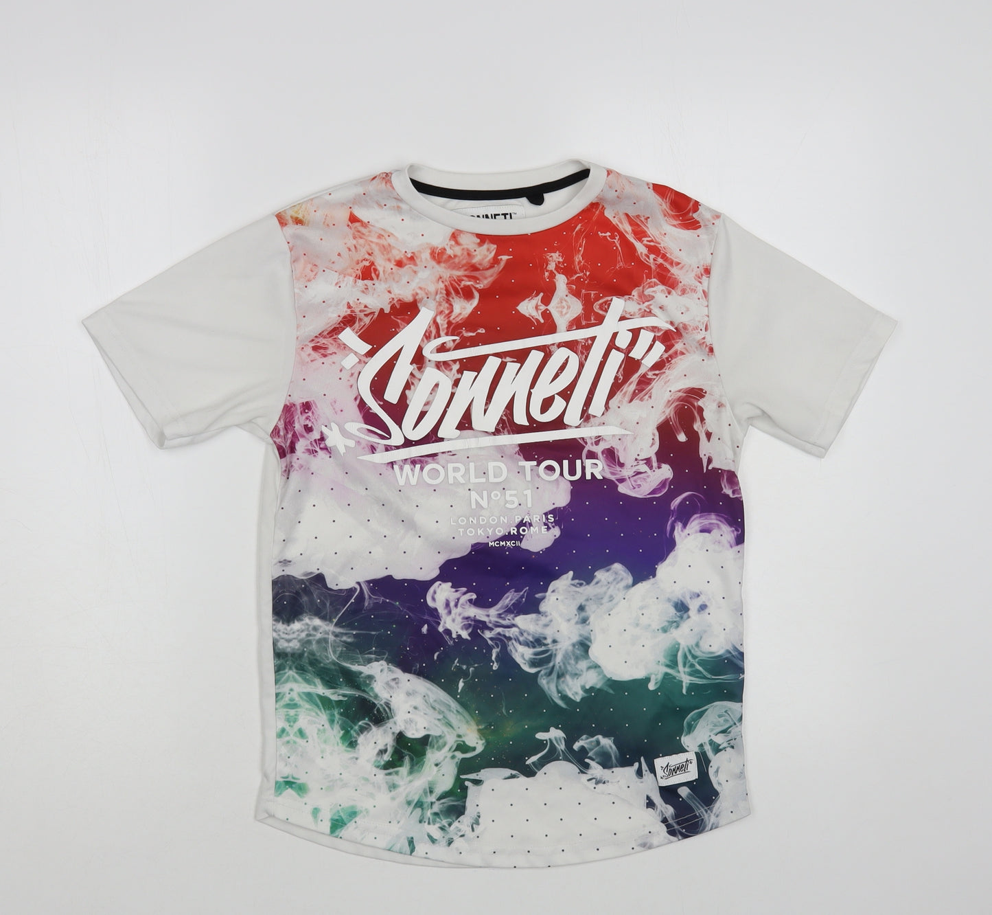 Sonetti Boys White Polyester Pullover T-Shirt Size 10-11 Years Crew Neck Pullover