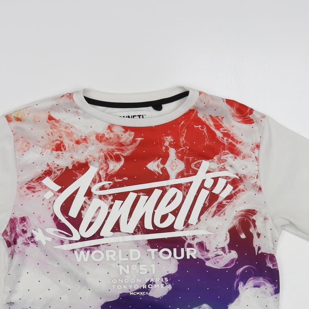 Sonetti Boys White Polyester Pullover T-Shirt Size 10-11 Years Crew Neck Pullover